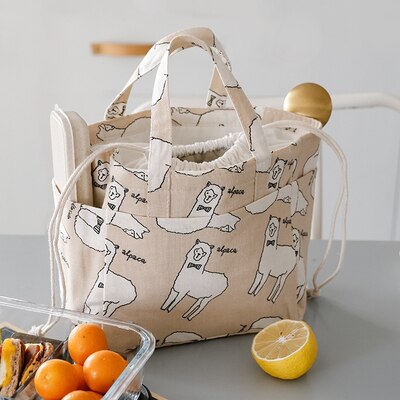 Casual Draagbare Lunch Tas Dots Geïsoleerde Canvas Thermische Voedsel Picknick Lunch Tassen Voor Vrouwen Kids Cooler Lunchbox Tas Tote: 5