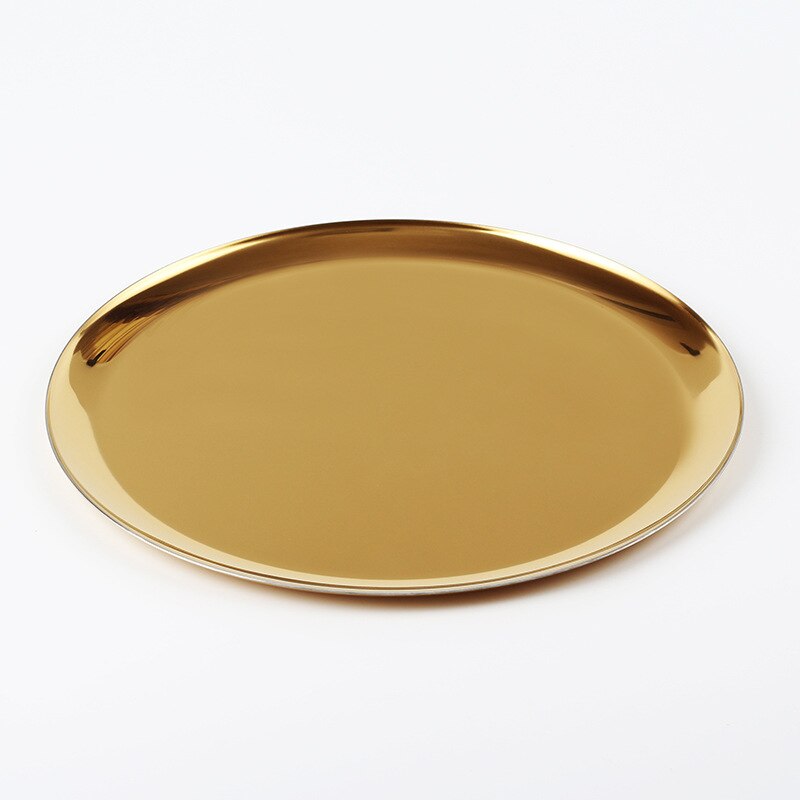 11inchs Boreal Europe style golden receive a plate of metal circular fruit tray: Yellow