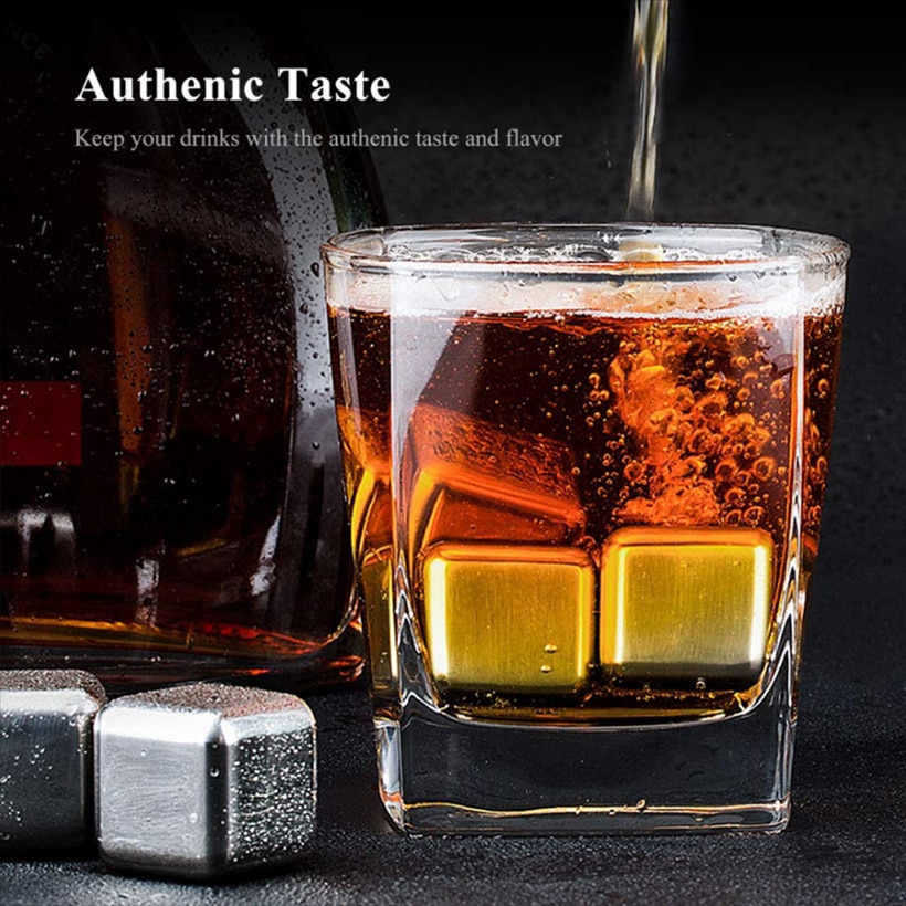 Stainless Steel Ice Cube Tray Cubes Reusable Chilling Stones For Whiskey Wine Bar Tools Rocks Cooler Bucket Beer Barware Drink