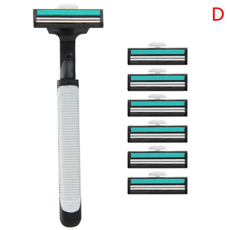 1 sæt barberknive værktøjsblade til standard skægbarberkniv trimmer sikkerhedsskraber dobbeltlags barbermaskine krops ansigtsbarberkniv: D