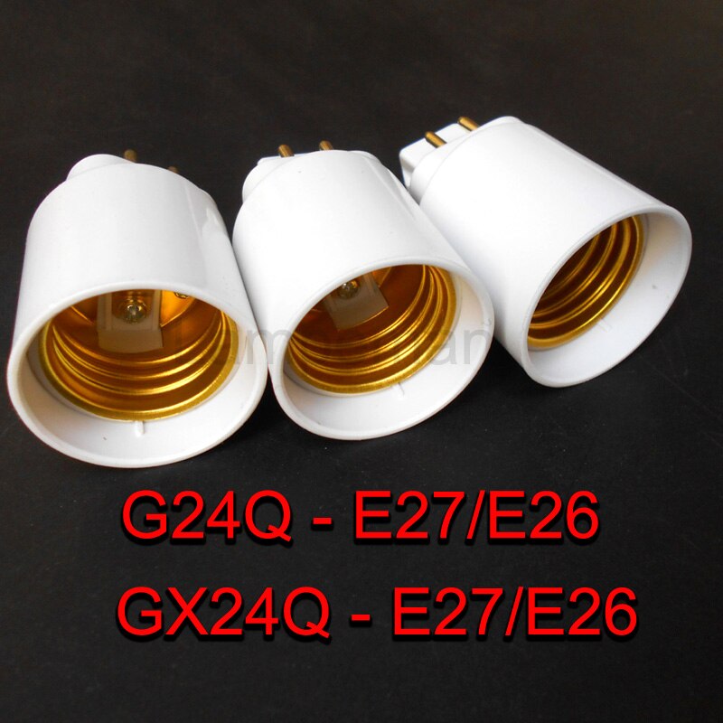 GX24Q OM E27 Converter, G24q om E26/E27 adapter, 4 P, 15.5 MM, lamp base converter, E26 Lamphouder om GX24Q Lampvoet 10 stks/partij