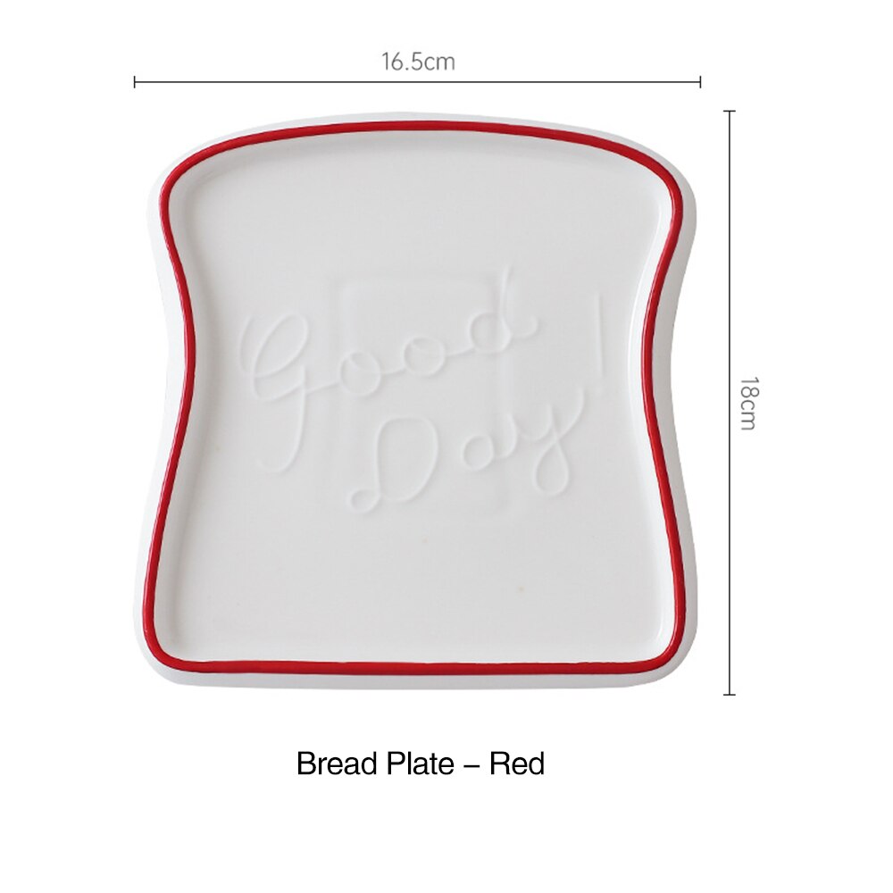 1PC Square Embossed Ceramic Plate Breakfast Toast Plate Fruit Bread Display Cake Tray Salad Plate Kid's Kitchen Tableware: Red