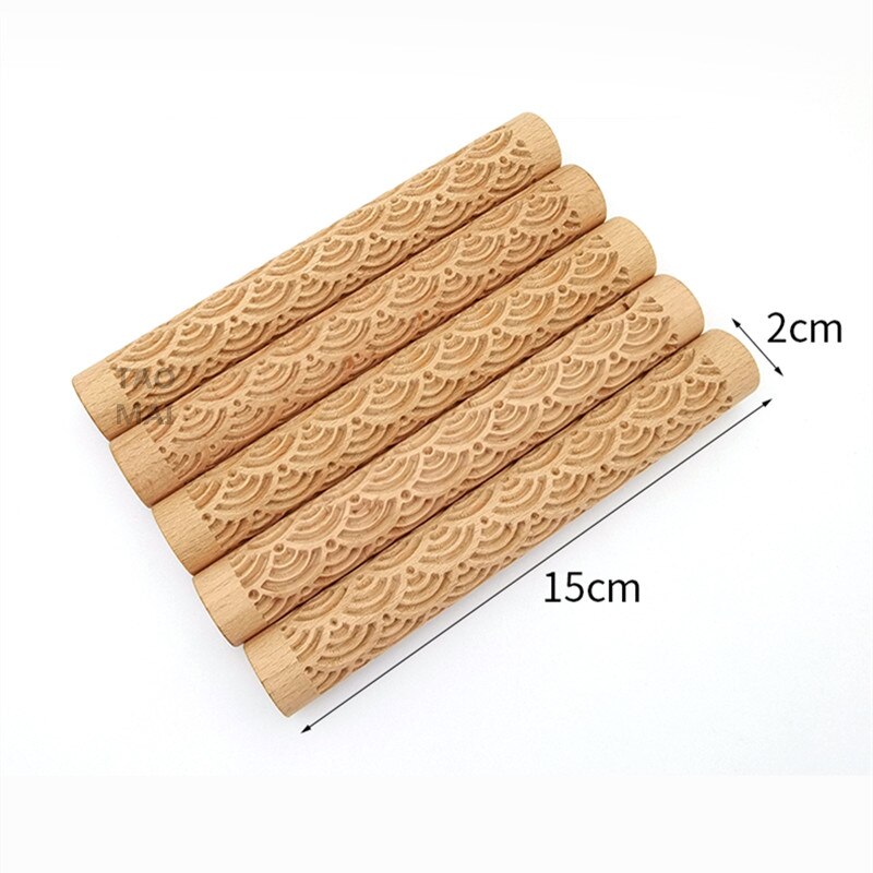 1 Stuks Aardewerk Klei Handgemaakte Houten Textuur Klei Rolling Bloem Stick Rolling Klei Steen Stok Boom Patroon Klei Tool