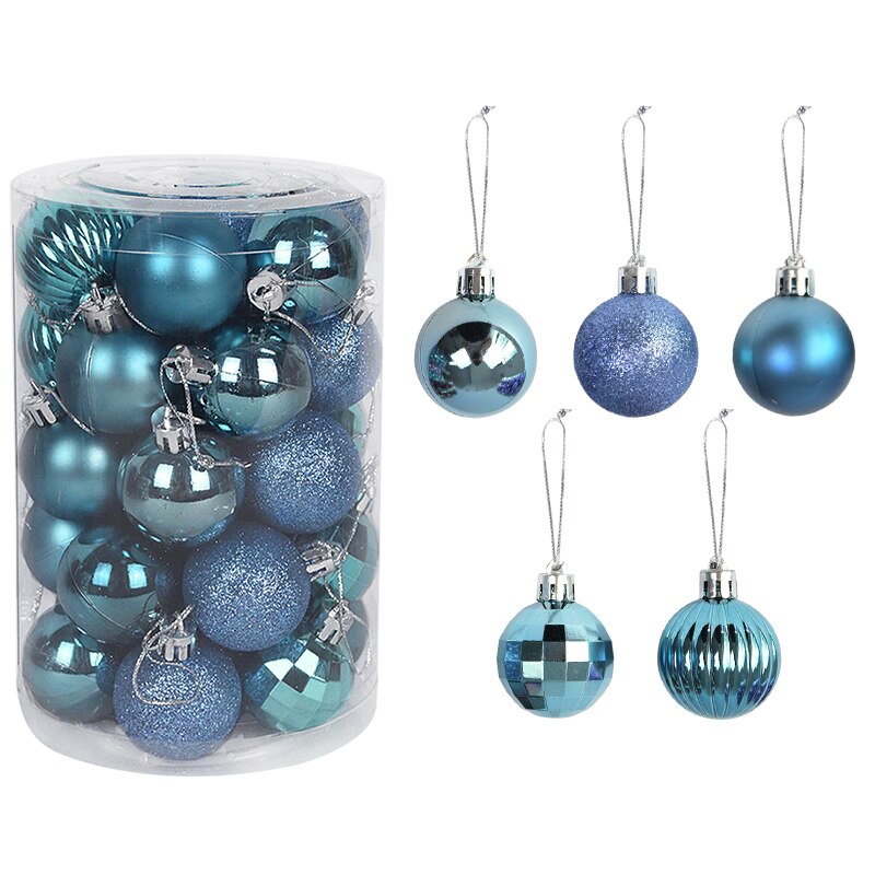 Boules de noël pour décoration de maison, 34 pièces mélangées, pendentifs en plastique, or et argent, fournitures de noël: D14