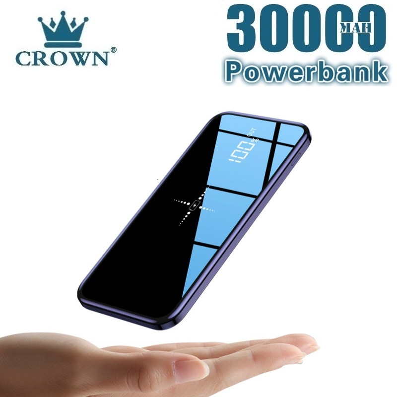 Power Bank 30000mAh Wireless External Portable Powerbank Full Screen Mirror Fast Charging Multi Port Waterproof for All Phone