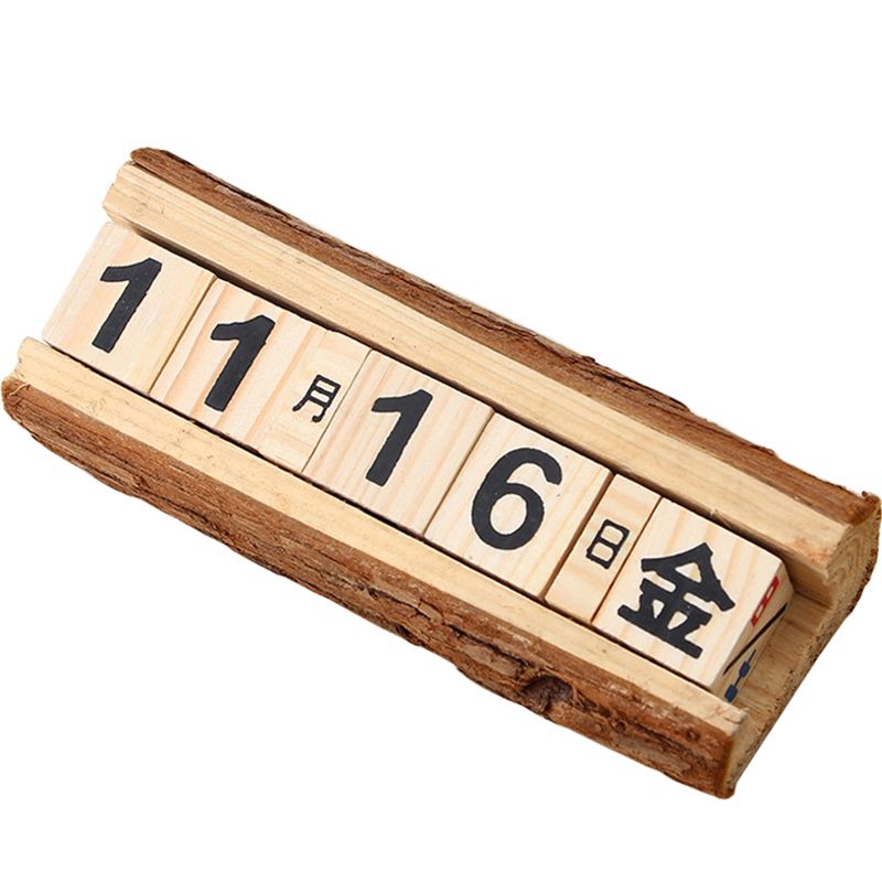 DIY Wood Block Perpetual Calendar Desk Calendar Wood Calendar Home Office Decoration