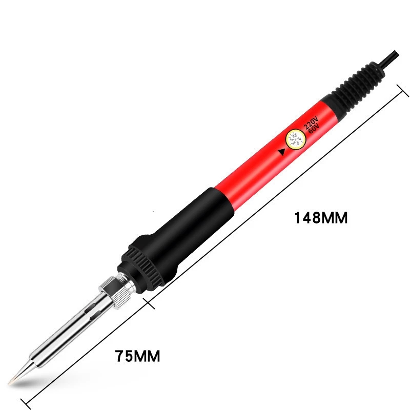 Soldering Iron 60W ON/OFF Switch Adjustable Temperature Electric Solder Iron Rework Station Mini Handle Heat Pencil Welding Tool: red / US