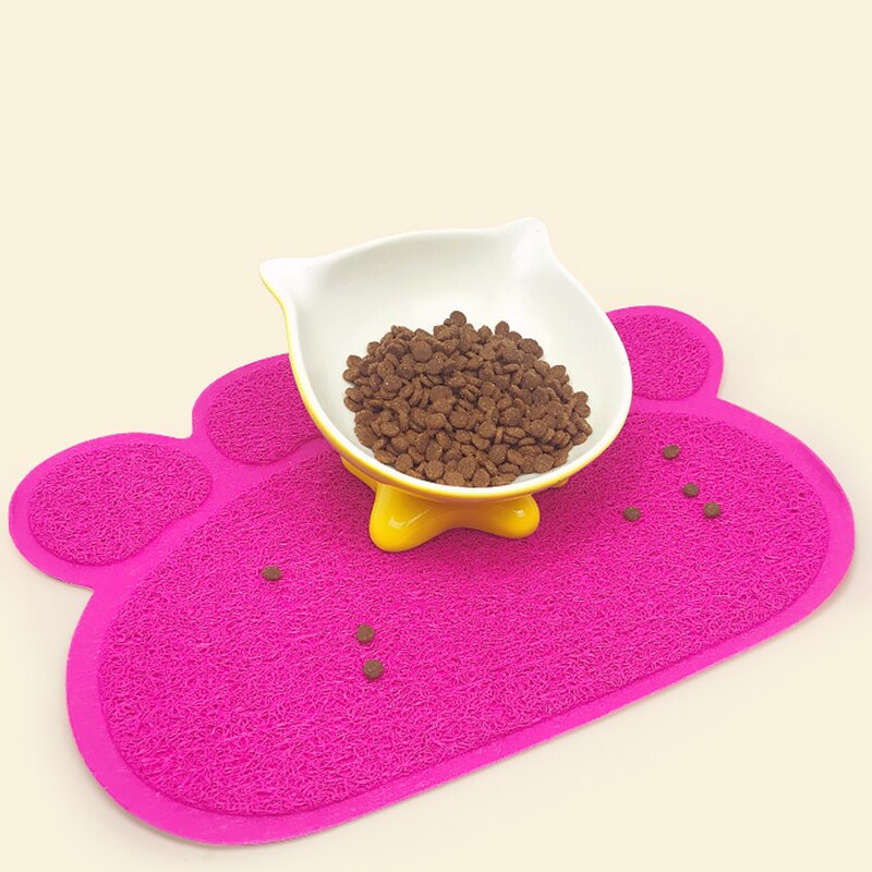 Tapis de litière imperméable en PVC pour chat, bol d'alimentation pour animaux de compagnie, napperon antidérapant, piège à litière, imprimé patte, tapis pour chien, facile à nettoyer