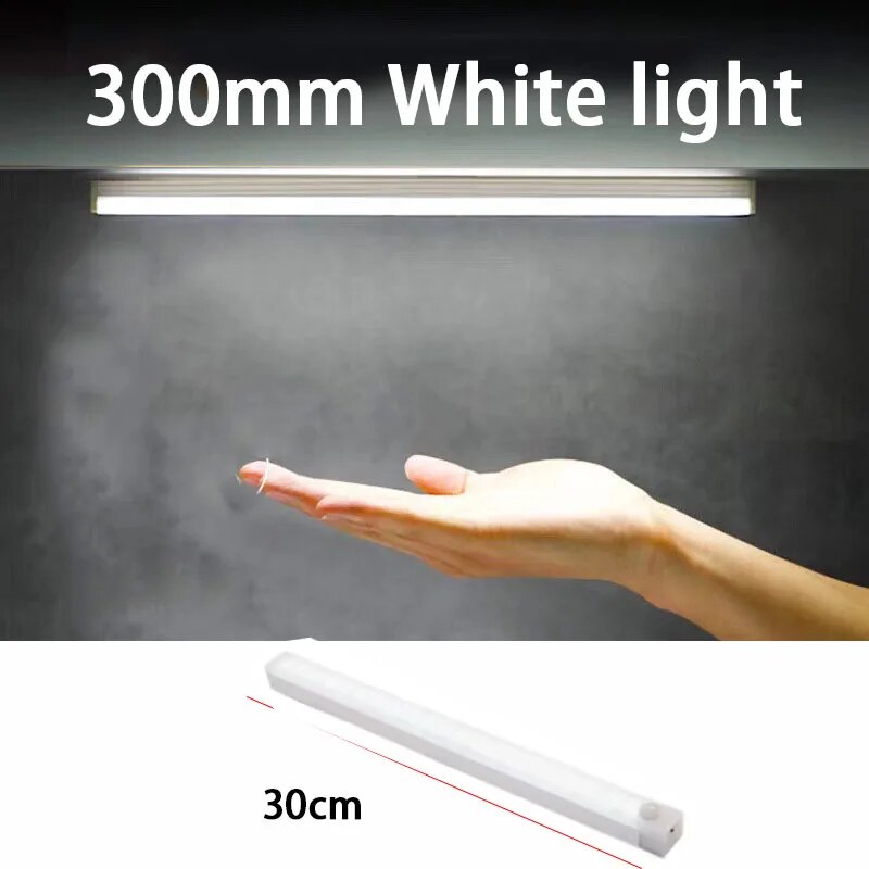 LED Night Lights Wireless Motion Sensor Wall Light USB Rechargeable Kitchen Cabinet Corridor Night Lamp For Bedroom: Grey white