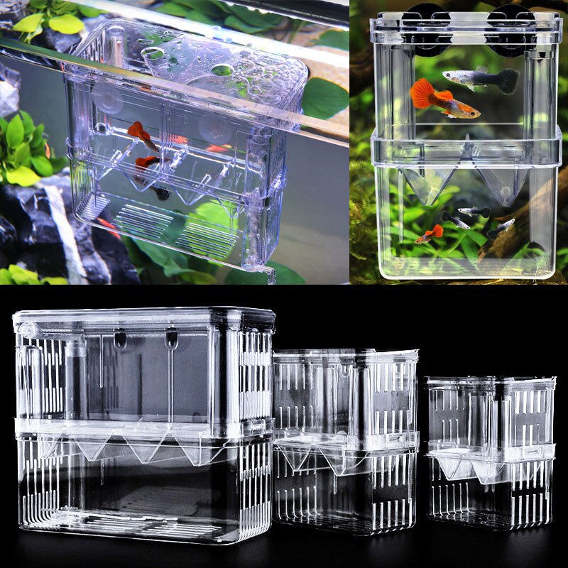 Aquarium Breeder Box for Fish Tank Hatching Incubator Isolation Acrylic 4 Rooms High Clear Fish Breeding Boxes Durable Fish Tank