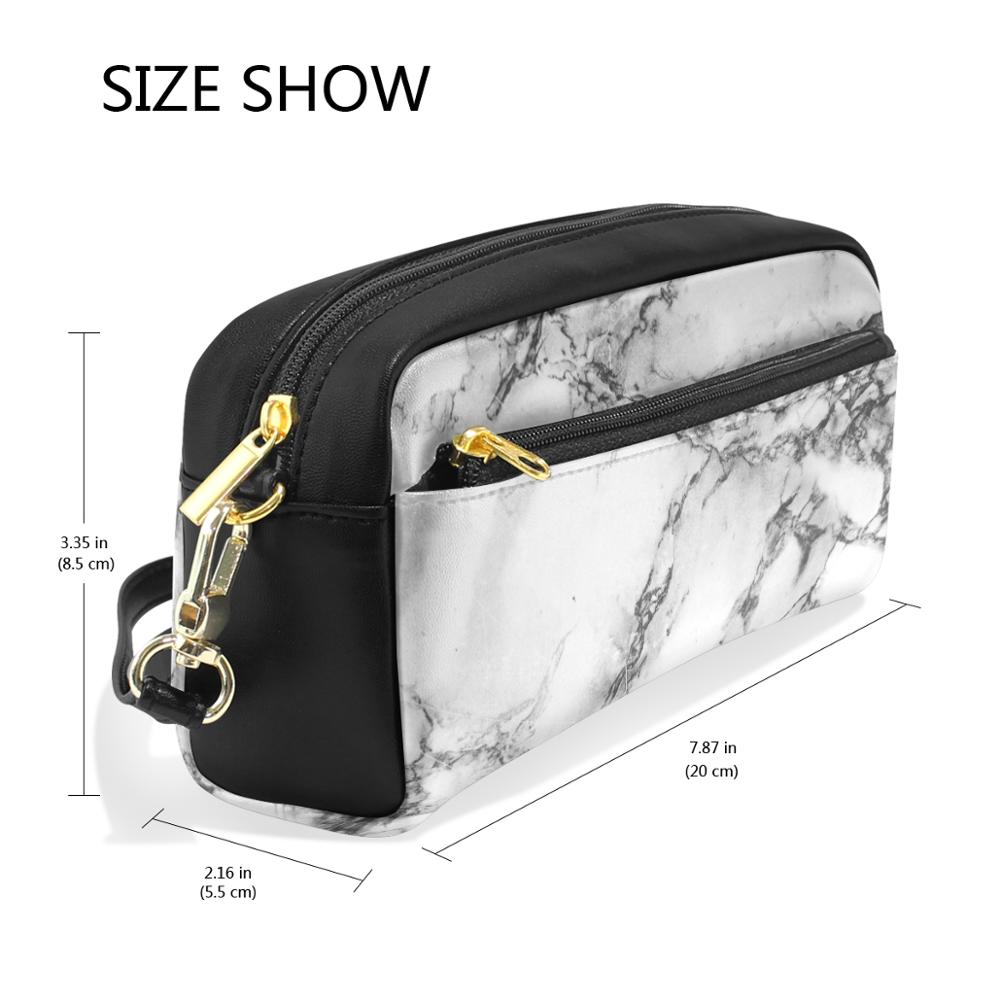 Pencil Case Stationery Marbling Pencil Box Boys Girls Zipper Pencil Case Leather Large For Student School Supplies