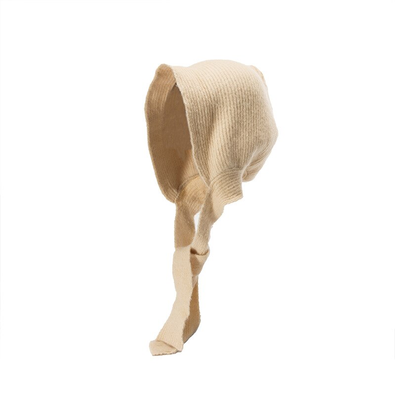 Herfst en winter dames gebreide wolf oma wol wol zacht warm casual kleine rode muts oorbescherming muts: Beige