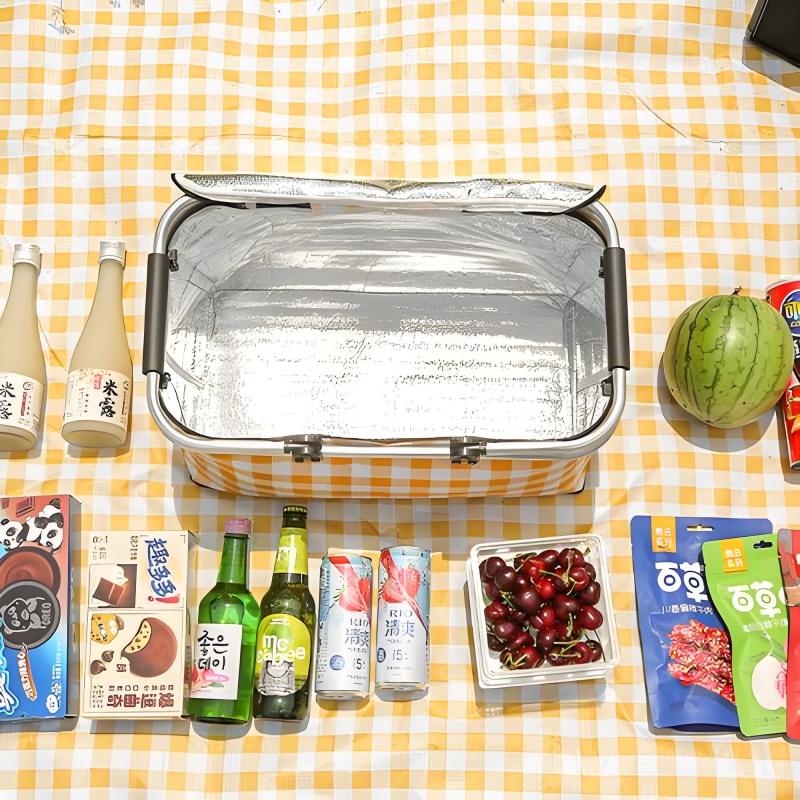 Caja de cesta de Picnic plegable, bolsa térmica de papel impermeable para alimentos, cesta de bolsa refrigeradora con asa, bolsas de de alimentos de gran capacidad