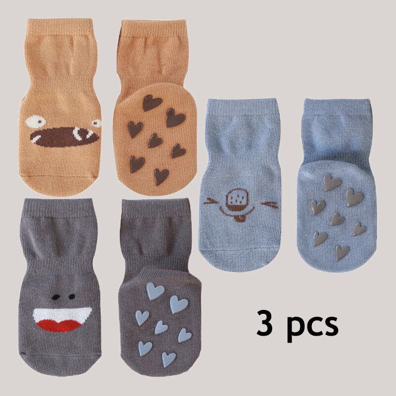 3 szt. Wiosenne skarpety dziecięce dla dziewczynki chłopiec kreskówka zwierzęta drukuj skarpetki dziecięce akcesoria dla dzieci bawełniane rzeczy o wysokiej elastyczności antypoślizgowe: 3 szt 6 / 12 m