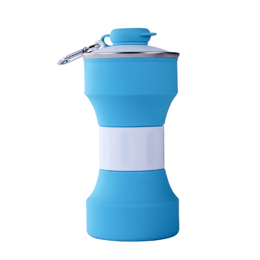 650Ml Vouwen Cup Siliconen Water Fles Camp Sport Vouwen Fles Reizen Mini Draagbare Cup Reizen Mok Outdoor: Blue