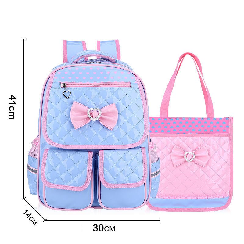 2 stuks/sets schooltassen voor kinderen, rugzakken voor meisjes, waterdichte pu-rugzakken, schooltassen voor kinderen, prinsessenrugzakken, mochila infantil: Groot 2 stuks hemelsblauw