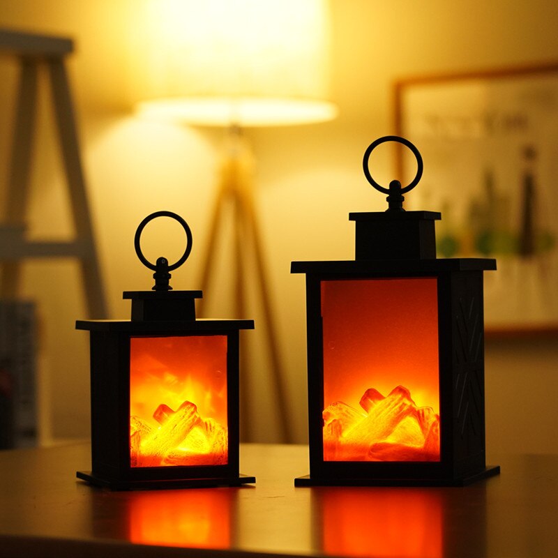 LED Simulated Flame Effect Fire Light Fireplace Flame Lamp Flickering Night Light Winter Flame Lighting with Hanging Hook Decor