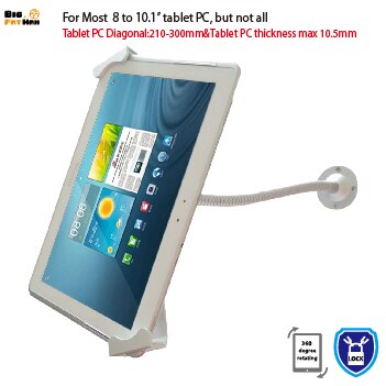 Universal wall mount for 7 to10.1" tablet desk secure mounting gooseneck arm tablet holder for ipad Samsung flexible pole brace