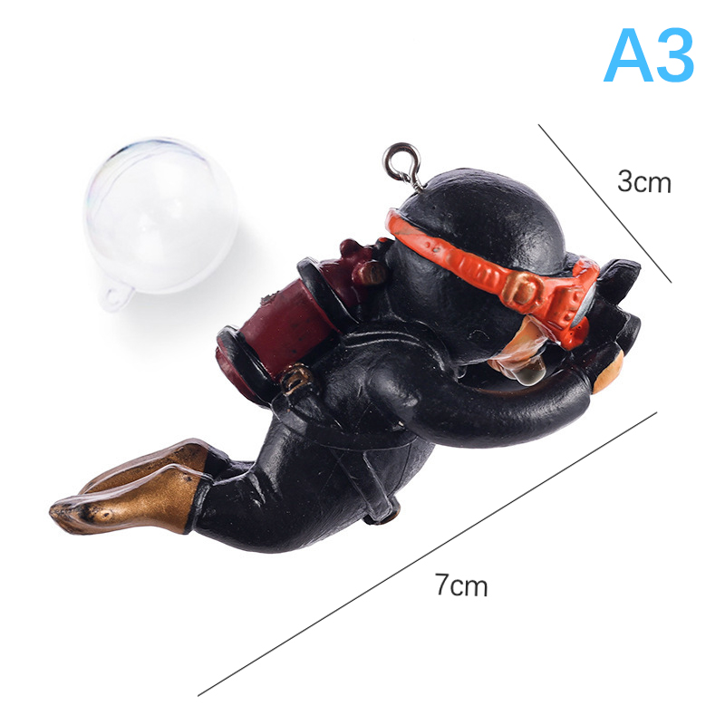 Resin Craft Ocean Scene Layout Accessories Aquarium Decoration Home Office Durable Miniature Fish Tank Floating Diver: BROWN