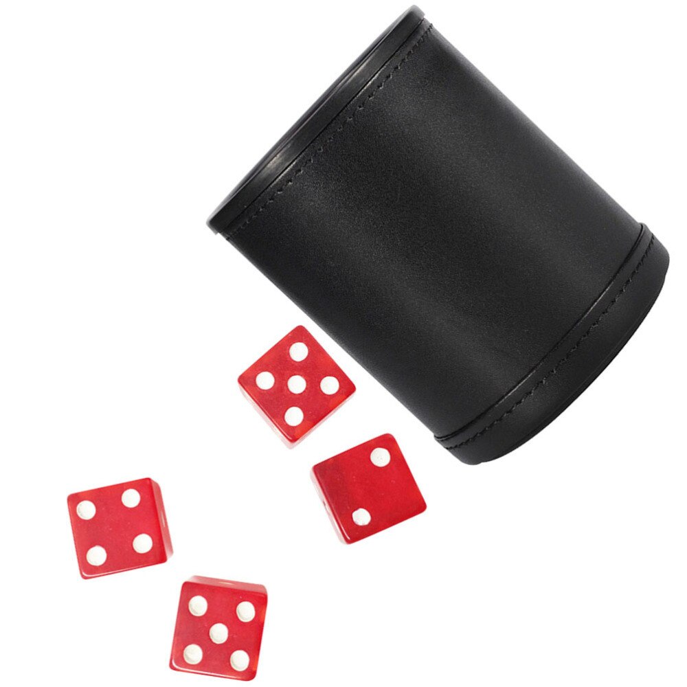 1Pc Pu Lederen Dobbelstenen Doos Stilte Dobbelstenen Cups Entertainment Spelletjes Levert Ktv Bar Dice Opslag Cup Met 4 Stuks transparant Rood Di