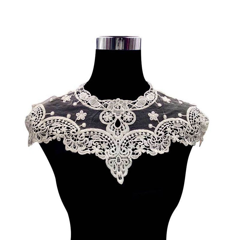 Tela de encaje de guipur para costura de ropa, apliques de cuello de mariposa, bordado, color negro: A3