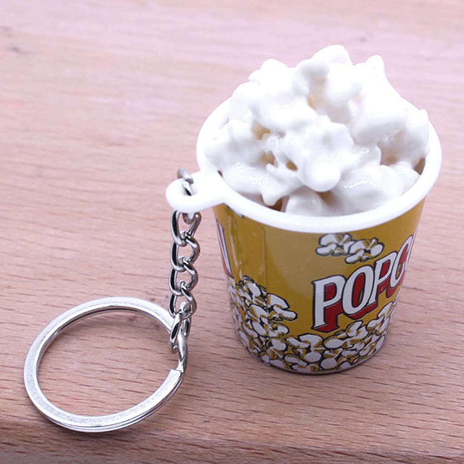 LLavero de cubo de palomitas de maíz de simulación creativa, Mini taza de tentempié colgante de llavero, , juguetes educativos para niños,