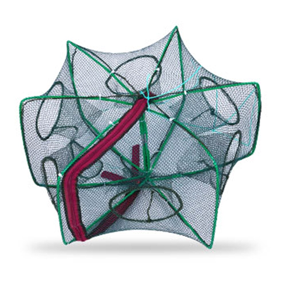 Filet de pêche automatique pliable piège à poisson receveur réseau crabe 6-8 côté 6-16 trou pour la pêche en plein air accessoires portables: A