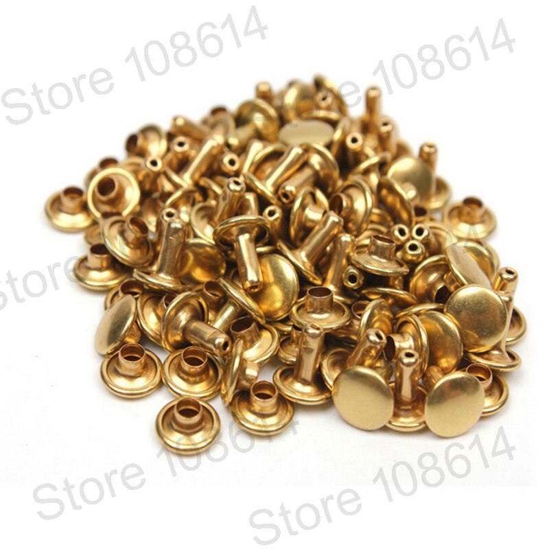 100Pcs DIY accessoires 6mm double-side klinknagels spike stud & spikes voor kledingstuk lederen accessoire Ronde platte spikes Kledingstuk Klinknagels