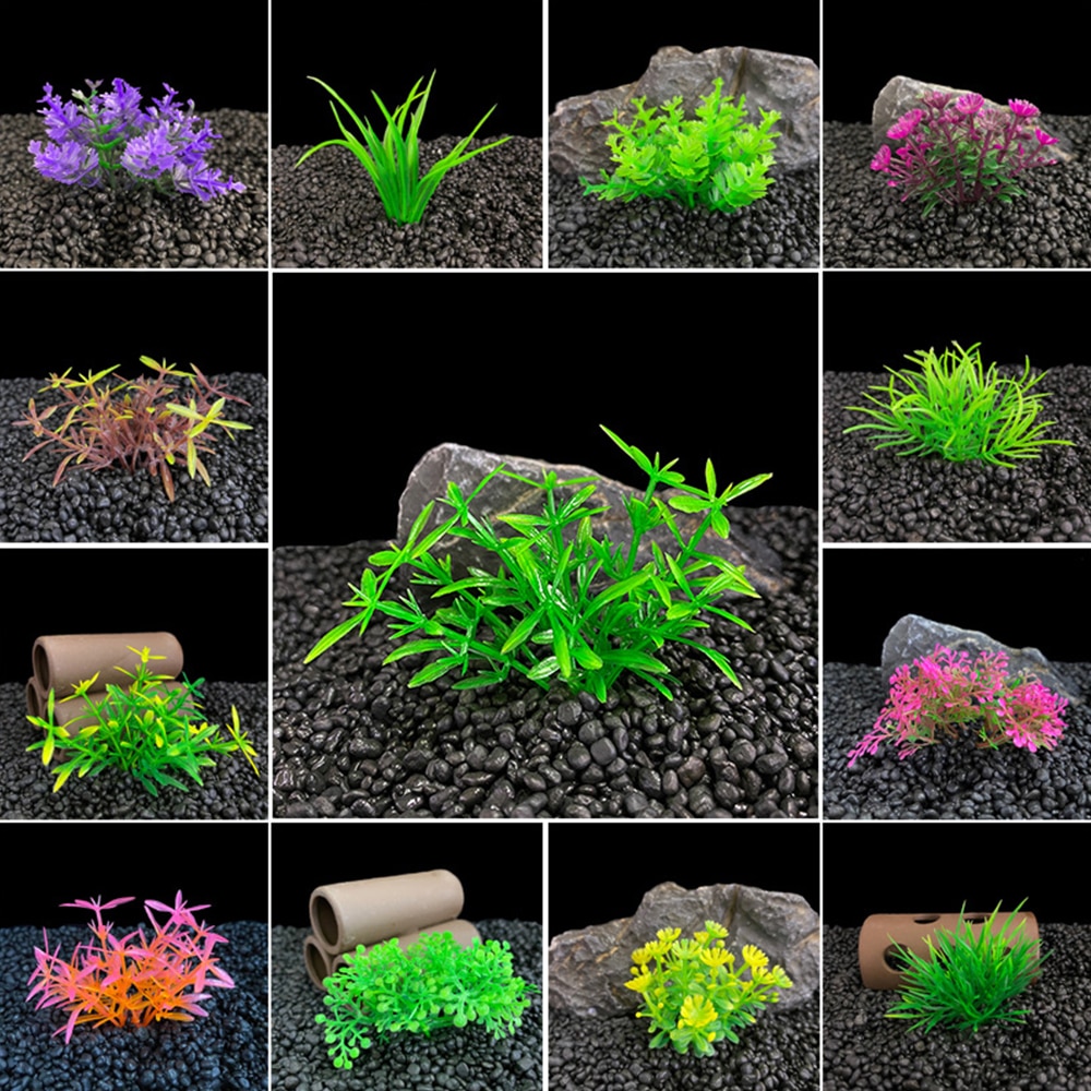 1pc simulering konstgjorda växter akvarium dekor vatten ogräs prydnad växt akvarium akvarium gräs 2.5 x 5cm dekoration #2