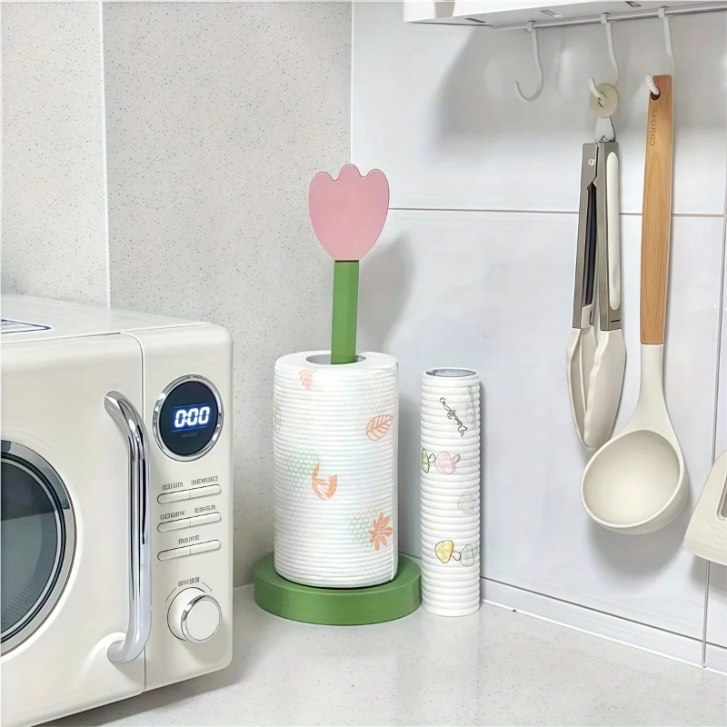 Bathroom Tissue Vertical Stand Paper Towel Storage Holder Wood Paper Towel TulipHolder Kitchen Roll Paper Towel Holder