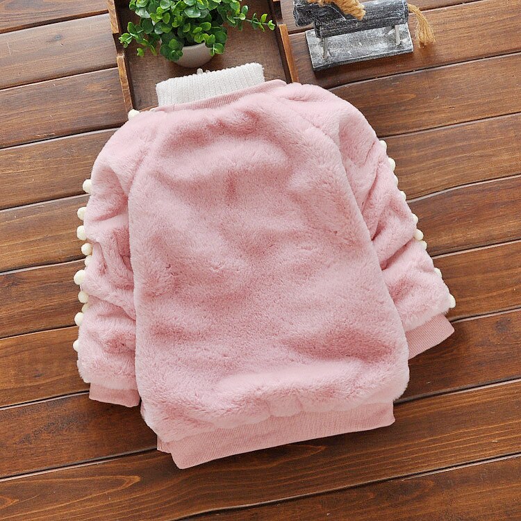 BibiCola winter baby girls clothing sweater furry thick sweater kids girls warm thick duck down tops