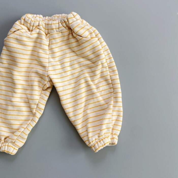 Winter Neue Baby gestreift Beiläufige Hosen Plus Samt Verdicken Kleidung Kleinkind Junge Warme Hosen Baumwolle Baby Mädchen Harem Hosen