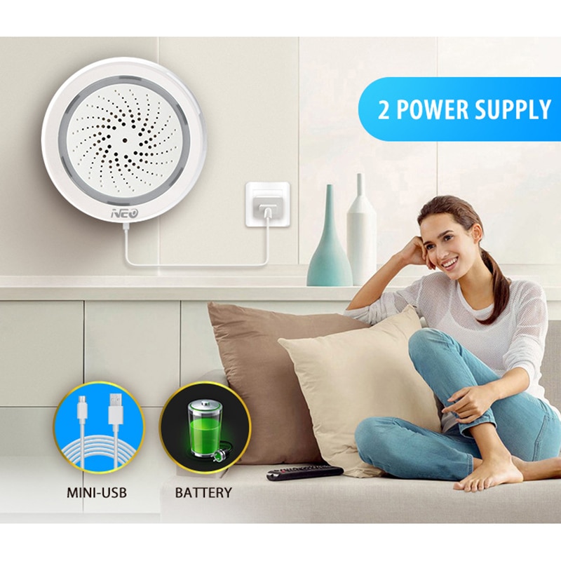 Temperaturfuktighetslarmsensor wifi siren tuya smart life app fungerar med eko alexa google hem ifttt