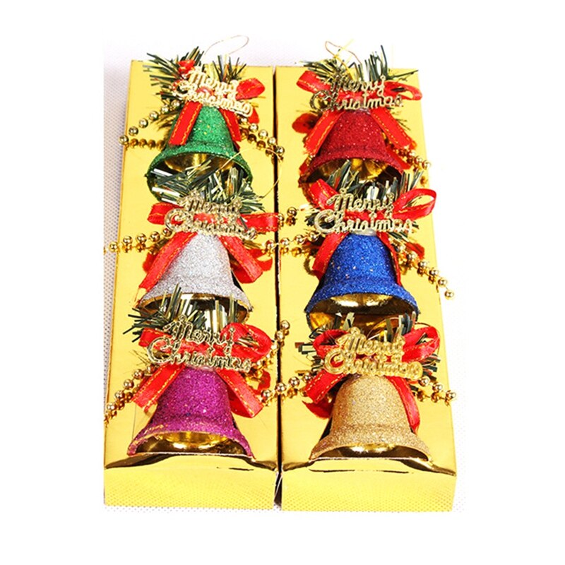 6 stuks kerstbellen metalen kerstklokken kerstboomdecoratie doe-het-zelf familie ornament kerstballen bellen knutselhanger