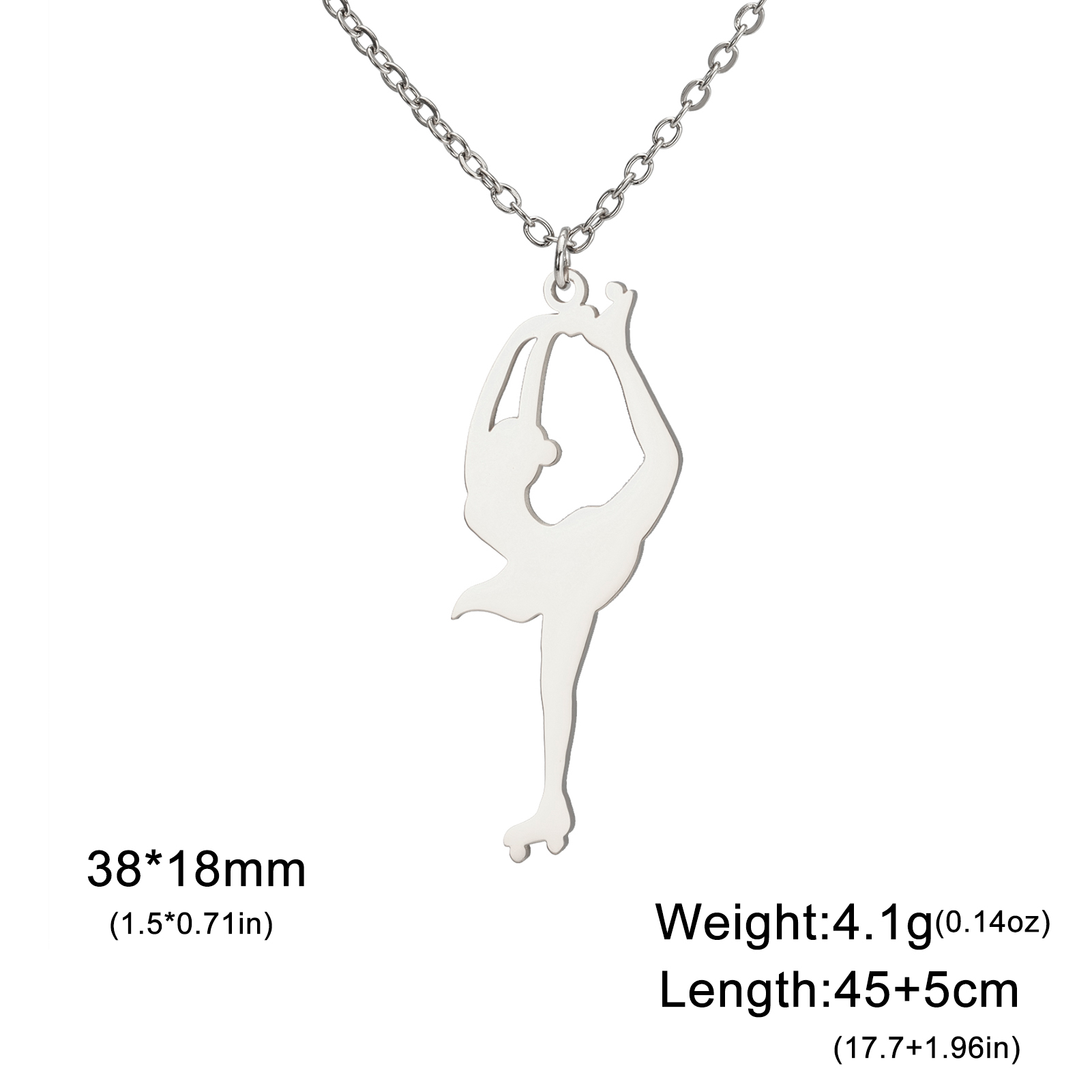 Unift Figure Ice Skater Necklace for Women Daughter Stainless Steel Roller Skating Sport Artistic Skating Girl Jewelry Trendy: Light Yellow Color