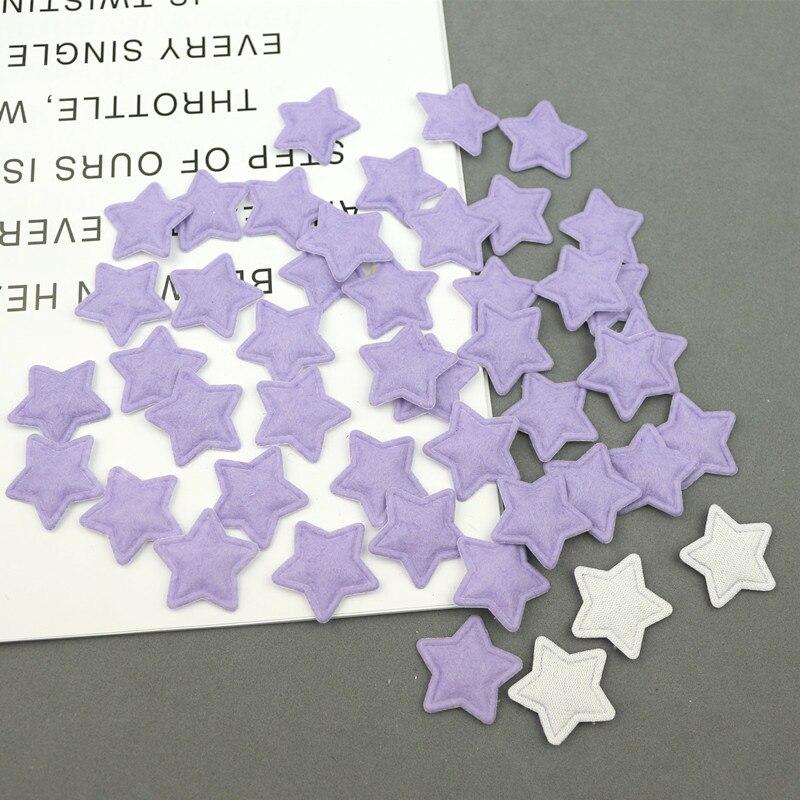 30 stuks 2.5cm stervormige vilten lapjes applicatie voor knutselen/kleding/haarspeld diy scrapbooking doos decoratie accessoires: Lichtpaars