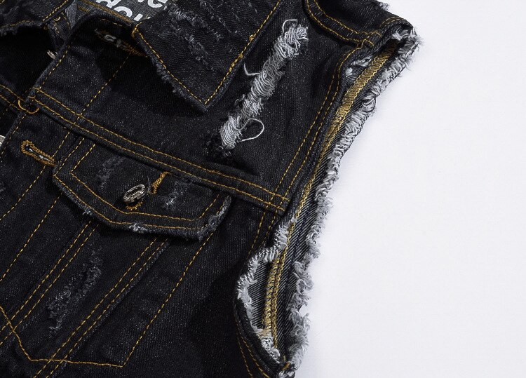 Veste en Jean déchiré gilet en Jean homme Hip Hop Jean manteaux gilet hommes Cowboy veste sans manches homme débardeur grande taille M-5XL
