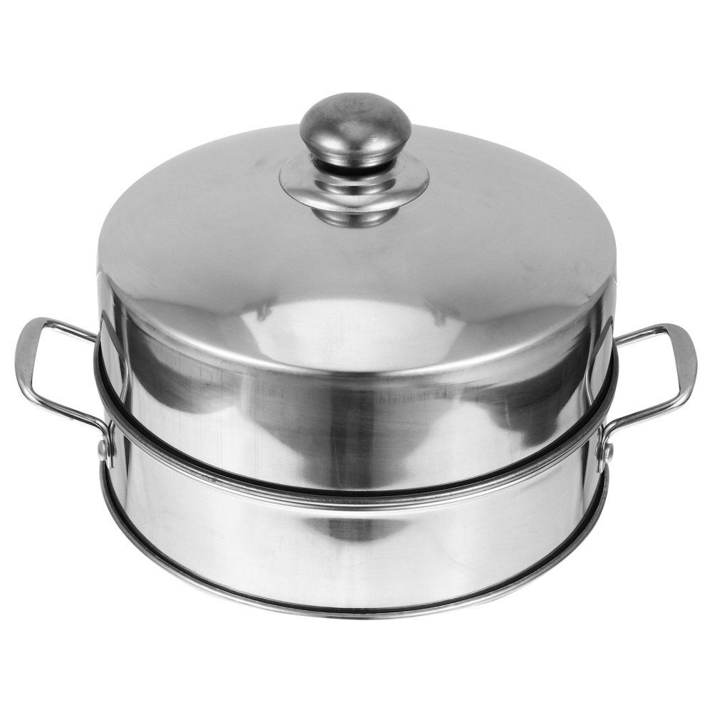 1 Set 20cm Steamer Baskets Stainless Steel Food Kitchen Steamer Rustproof Lid