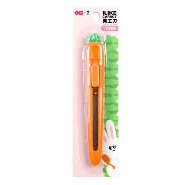 AiKEEN Cute Clouds Art Knife Mini Portable Utility Knife Express Box Paper Cutter Craft Wrapping Refillable Blade Stationery: carrot big