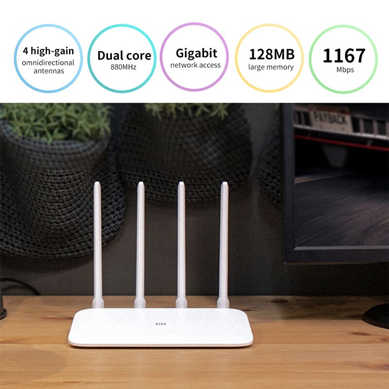 Xiaomi Mi WIFI Router 4 WiFi Repeater 1167Mbps Dual Band 2.4G 5Ghz 802.11AC Four Antennas APP Control Gigabit Wireless Router