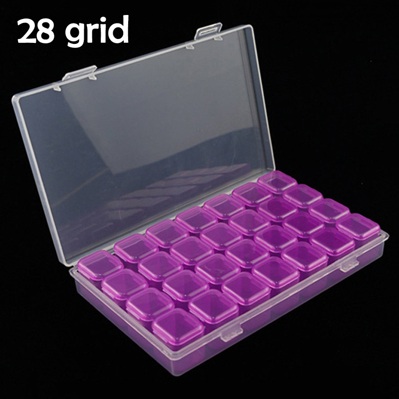 Étuis de broderie en diamant 8/28 grilles | Accessoires de peinture diamant démontable boîte en plastique PP organisateur de boîtes de rangement à la maison: 28 grid purple