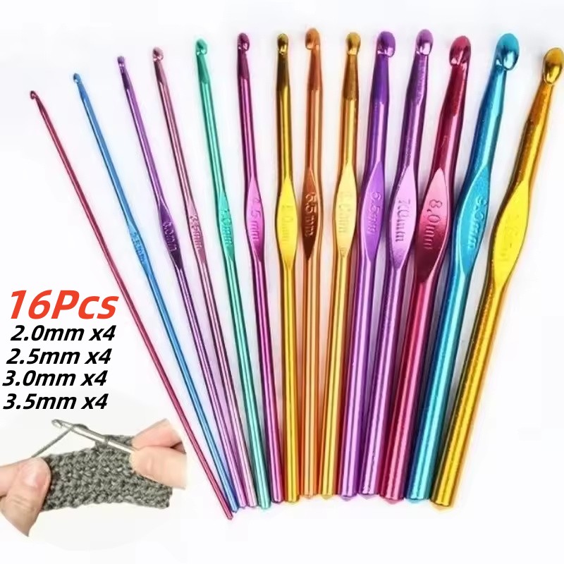 Agujas de tejer de aluminio, juego de ganchillo de Metal para el hogar, manualidades, punto de hilo, suéter, tejido, herramientas de aguja de coser de 2-8mm, 8 Uds./10 Uds.: Rosa