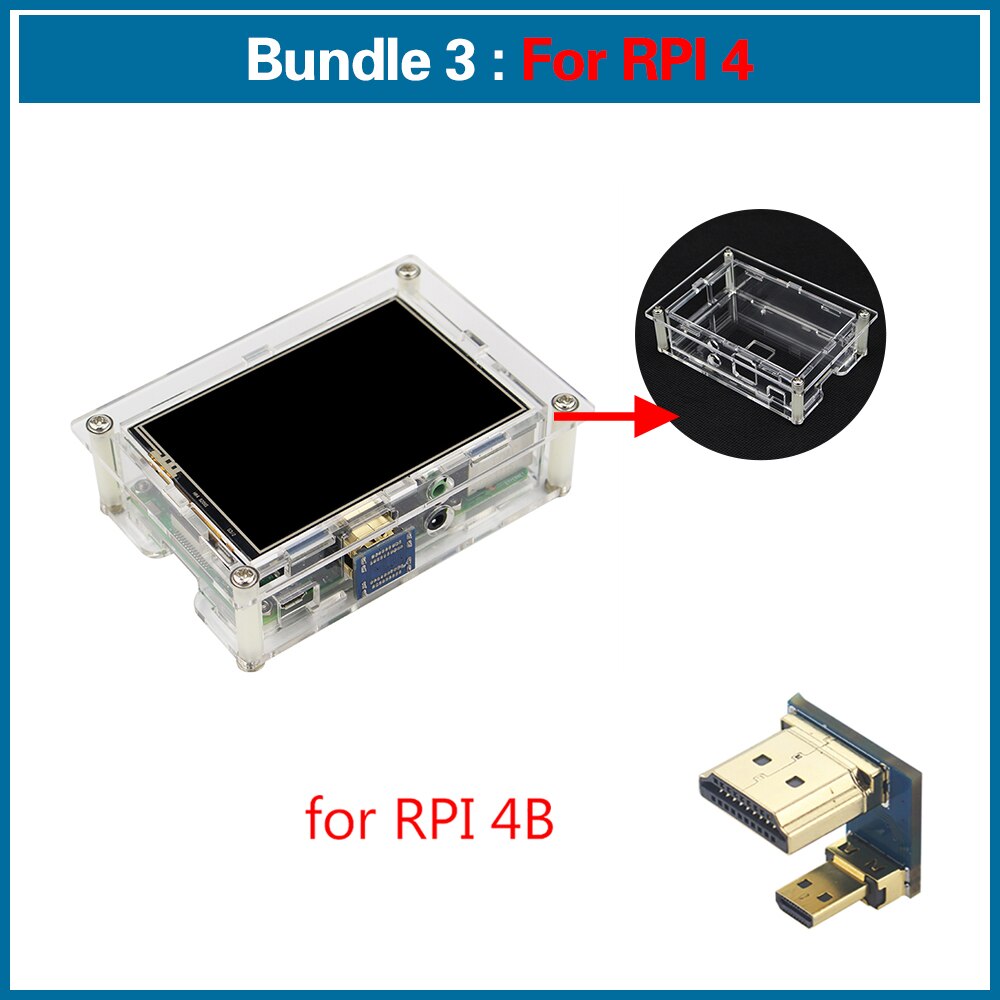 S ROBOT Raspberry Pi 4 Display 3.5 inch Touch Screen 480*320 LCD + Acrylic Case Enclosure Case for Raspberry Pi 3 RPI109: For RPI 4