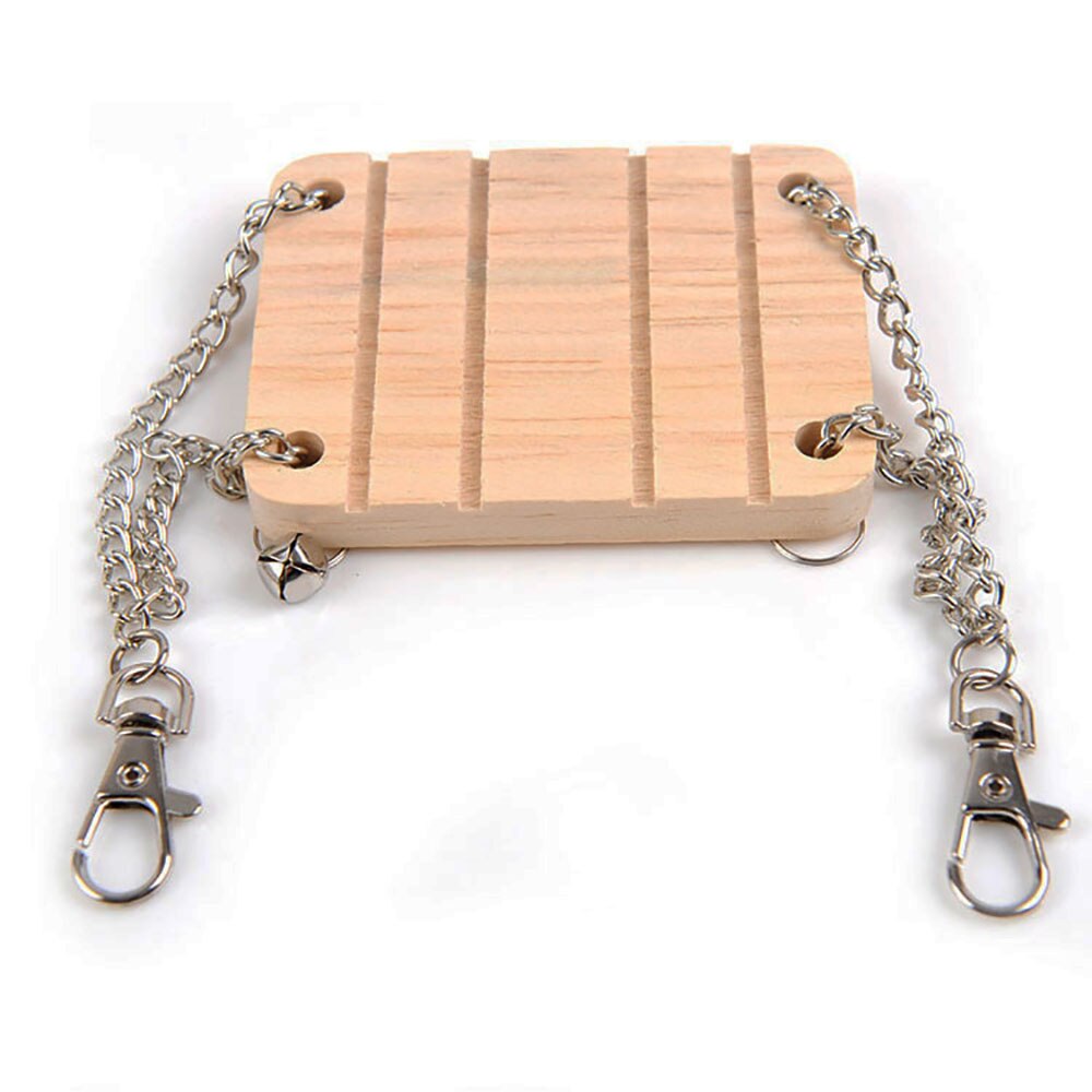 Hamster columpio con campana colgante para mascota pequeña, barco mecedora, juguete de madera, suministros