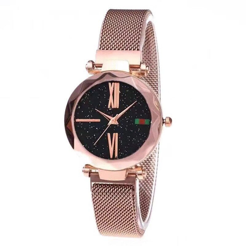 Luxury Rose Gold Women Watches Minimalism Starry sky Magnet Buckle Casual Female Wristwatch Waterproof Roman Numeral