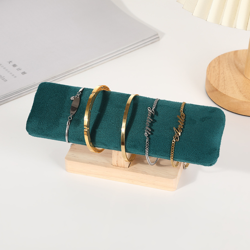 Hoogwaardige houten armbandenstandaard met fluwelen pu-oppervlak, sieradenhouder, oorbellenhouder, sieradenorganizer.: Wit