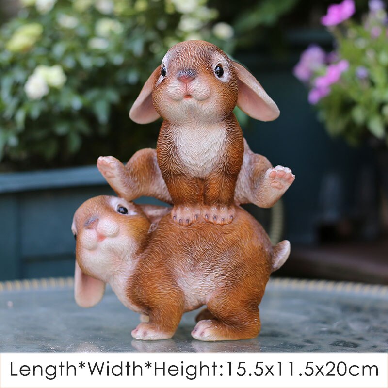 Udendørs haveindretning skulptur mor barn kanin statue simulation egern harpiks dekoration græsplæne have landskab skulptur: C