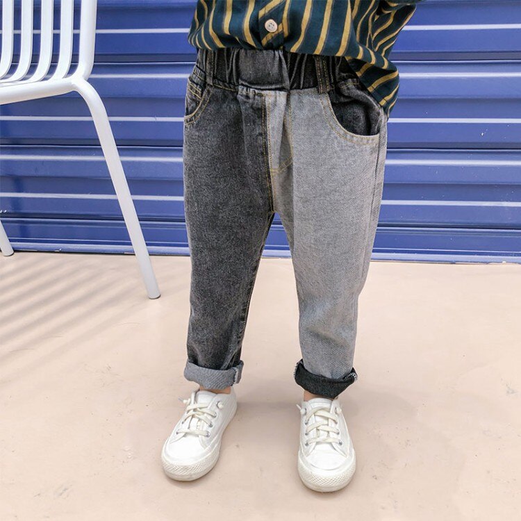 Color block moda jeans bambino Casual Denim abbigliamento per bambini cotone ragazzi pantaloni lunghi bambini ragazze abbigliamento pantaloni sportivi primavera