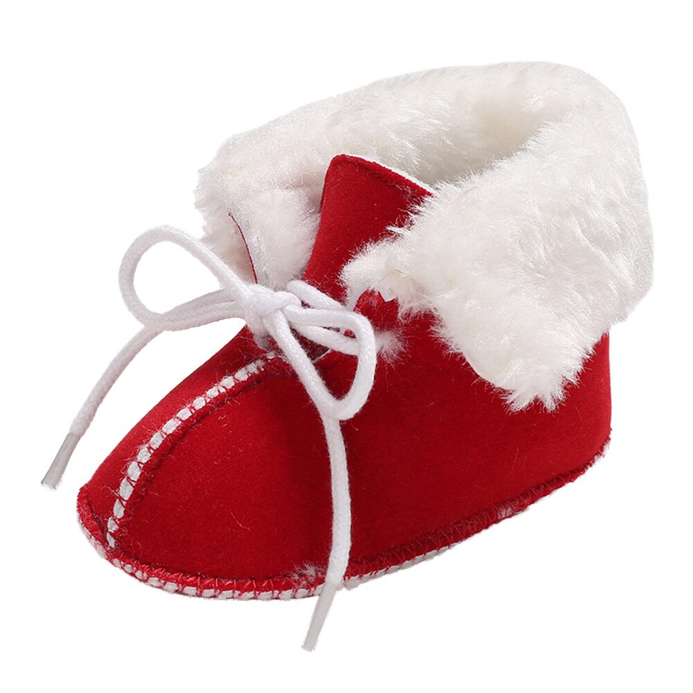 Baby Meisje Jongen Zachte Booties Pure Kleur Bandage Snowboots Peuter Warme Schoenen: Red / 13