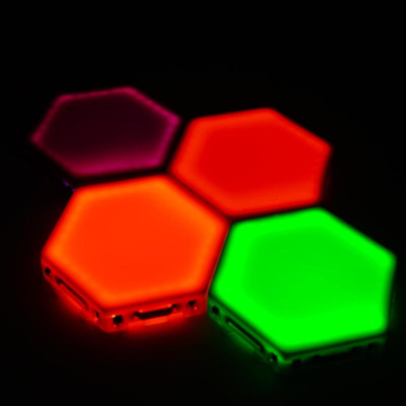 Kleurrijke Gevoelige Led Licht Meerkle Quantum Zaklamp Creatieve Nachtlampje Modulaire Hexagon Lampjes